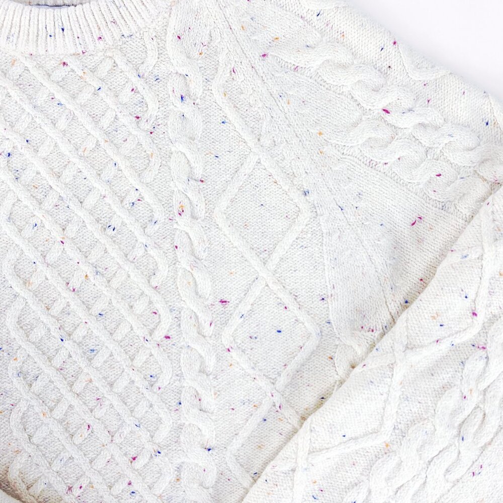 Chunky SOFT Cable Knit Sweater XL Rainbow Donegal Fall Winter COZY Cottage Cabin - Picture 4 of 12